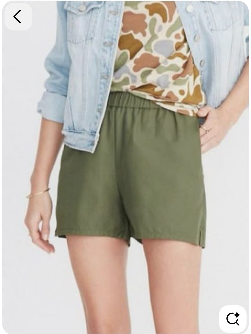 Madewell Olive Elastic-Waist High-Rise Lounge Shorts-size XL